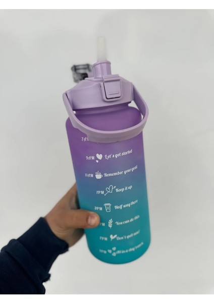 - Yavrulu Motivasyonel 2'li Su Matarası Su Şişesi Suluk 2lt 900ML Yavrulu Tritan Spor Salonu Su Şişesi