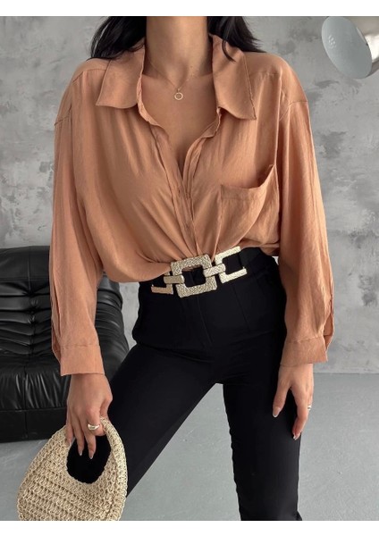 Modal Oversize Cepli Gömlek