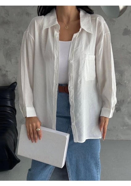 Modal Oversize Cepli Gömlek