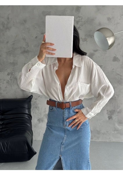 Modal Oversize Cepli Gömlek