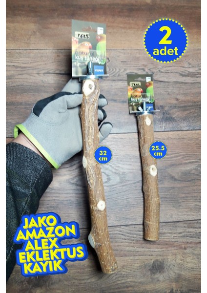 Venty 2 Adet Papağan Tüneği Seti - Doğal Dal Tünekler | Macaw, Kakadu, Jako, Amazon, Eklektus, Alexander, Kayık - M426