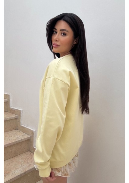 Premium Bisiklet Yaka Pamuklu Oversize Sweatshirt