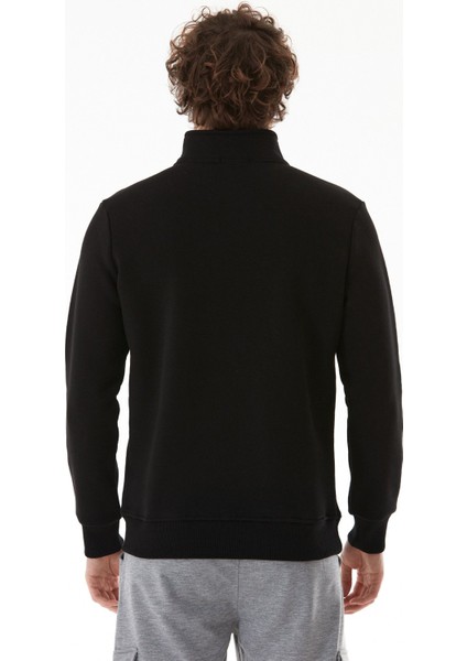 Ny Nakışlı Yarım Fermuarlı Dik Yaka Sweatshirt