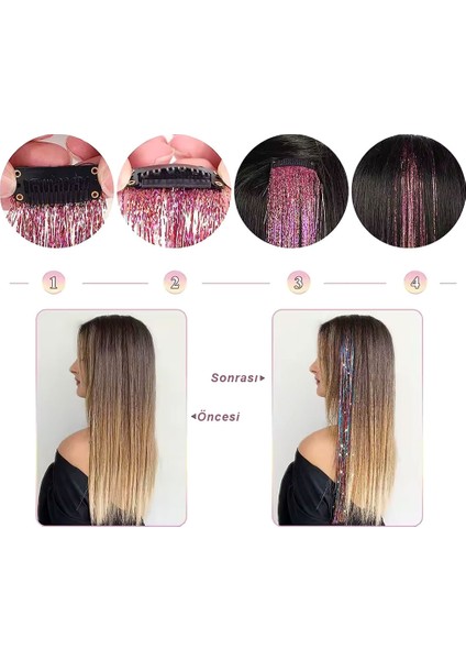 OEM Klipsli Hair Tinsel Saç Simi / HTK11