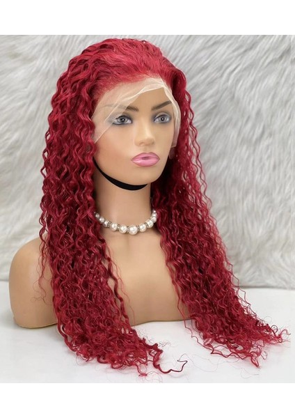 Gerçek Front Lace Tül Peruk / Su Dalgası / Kızıl 70/75CM