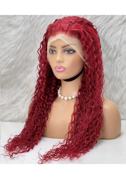 Gerçek Front Lace Tül Peruk / Su Dalgası / Kızıl 70/75CM