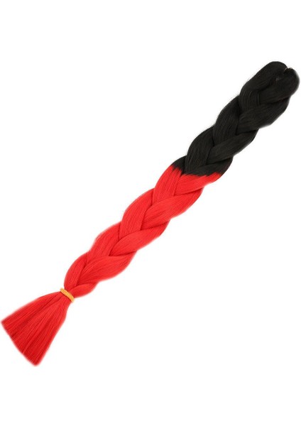 OEM Afrika Örgüsü ve Rasta Için Sentetik Ombreli Saç / Siyah / Kırmızı