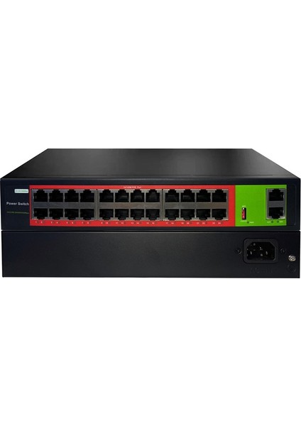 POE-2420-260W 24 PORT 10/100+2X GIGABIT RJ45 UPLINK RACKMOUNT POE SWITCH (REALTEK CHIPSET)