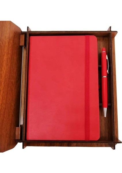 Fırsat Byr Dekoratif Hediyelik Ahşap Kutulu Defter Kalem Yeni