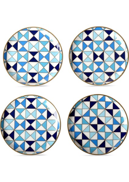 Sorrento Bardak Altlıkları, Dörtlü Set – Yüksek Isıda Pişirilmiş Porselen ve Altın Vurgular