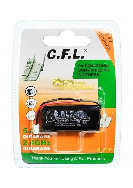 Cfl Şarjlı Telsiz Telefon Pili 2.4 Volt 1100 Mah Ni-Mh