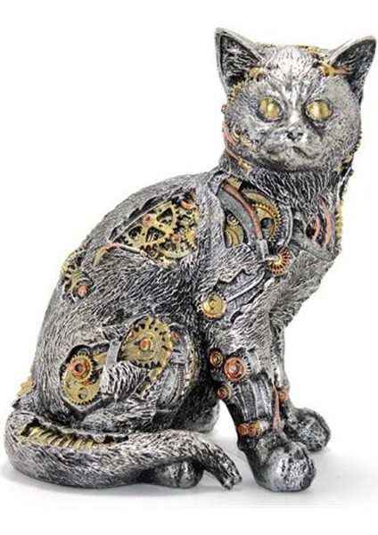 Steampunk Polyester Kedi Figürü Model 1