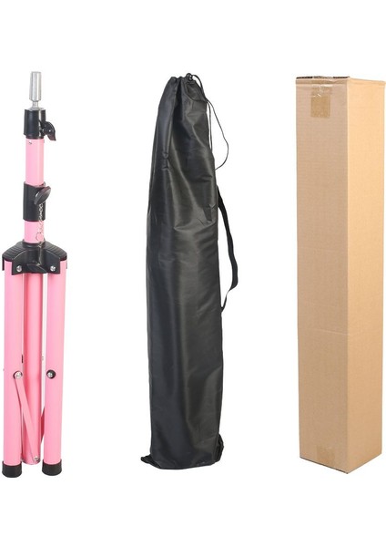 Kuaför Eğitim Mankeni Için Metal Tripod / Pembe + Taşıma Çantası