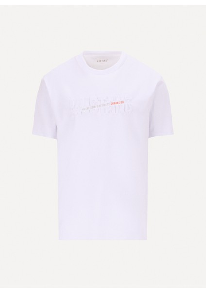 Bisiklet Yaka Baskılı Beyaz Erkek T-Shirt M5SM-TST1290
