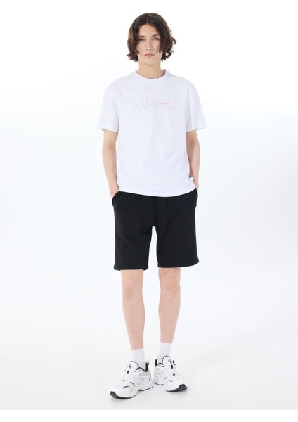 Bisiklet Yaka Baskılı Beyaz Erkek T-Shirt M5SM-TST1290