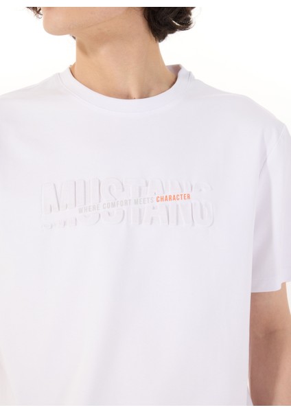 Bisiklet Yaka Baskılı Beyaz Erkek T-Shirt M5SM-TST1290