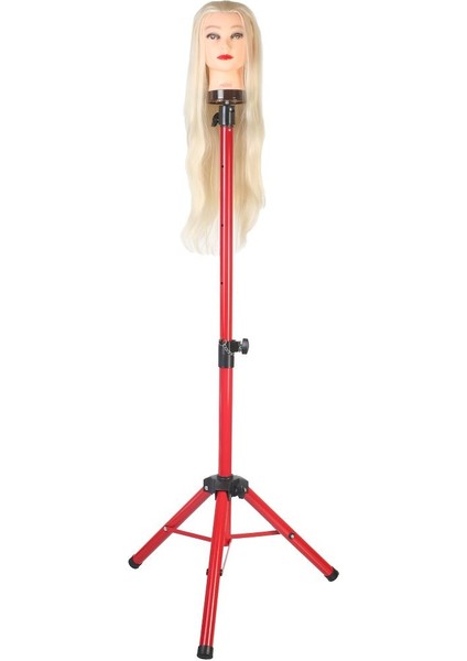 Kuaför Eğitim Mankeni Için Metal Tripod / Kırmızı + Taşıma Çantası