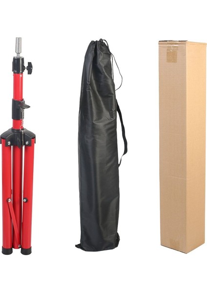 Kuaför Eğitim Mankeni Için Metal Tripod / Kırmızı + Taşıma Çantası
