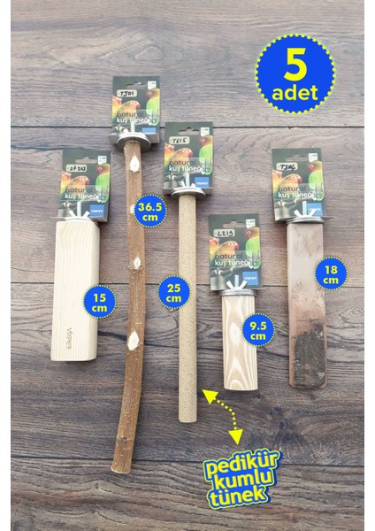 Venty 5'li Papağan Tüneği Seti - Kumlu Pedikür Tünekli | Sultan, Sevda, Konur, Monk, Lori, Senegal, Muhabbet - M436