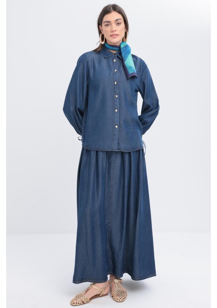 Kadın Kolu Bağcıklı Tencel Gömlek