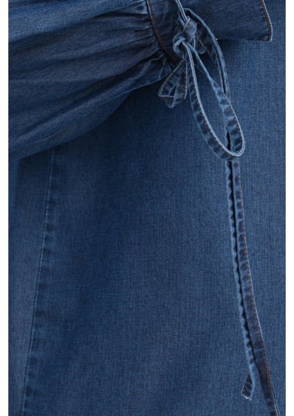 Kadın Kolu Bağcıklı Tencel Gömlek