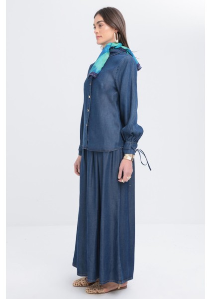 Kadın Kolu Bağcıklı Tencel Gömlek modelleri