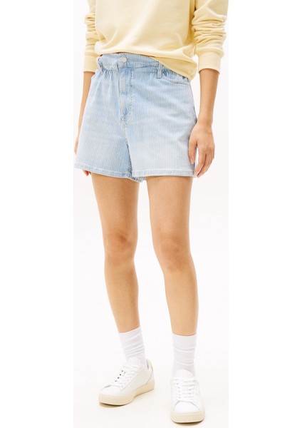 Yüksek Bel Mom Fit Indigo Kadın Denim Şort DW0DW200851A5