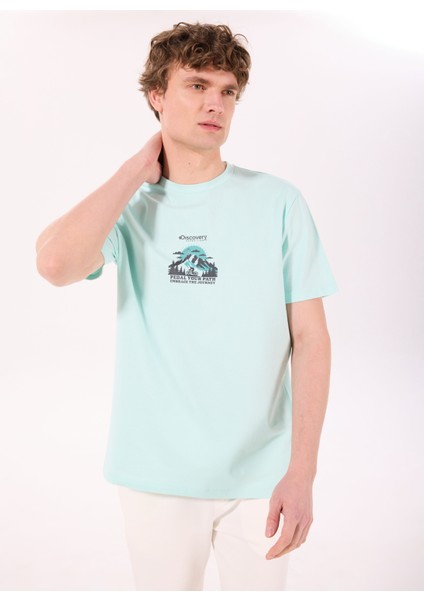 D5SM-TST3709 Mint Bisiklet Yaka Relaxed Baskılı Erkek T-Shirt