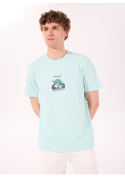 D5SM-TST3709 Mint Bisiklet Yaka Relaxed Baskılı Erkek T-Shirt modelleri