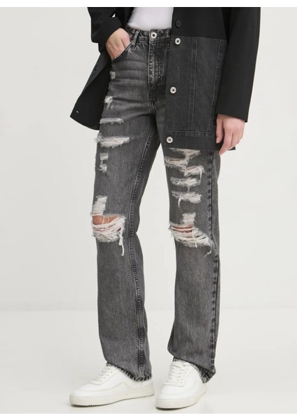 Jeans Yüksek Bel Düz Paça Normal Antrasit Kadın Denim Pantolon A1W10032 fiyatları