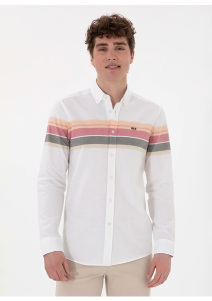 Slim Fit Gömlek Yaka Turuncu Erkek Gömlek Velorak