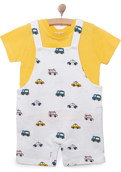 Basic Erkek Araba Desenli Şort Salopet-Tshirt Erkek Bebek