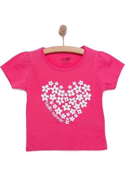 Basic Kız Kalp Papatya Baskılı T-Shirt Kız Bebek modelleri