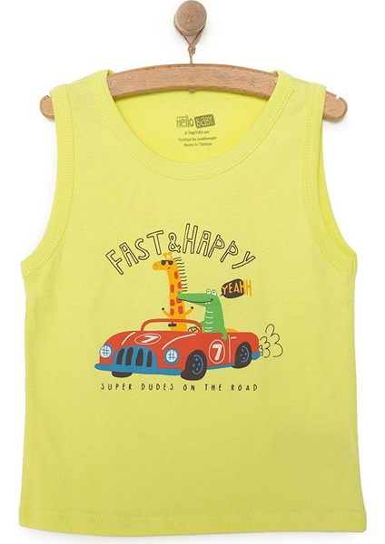 Basic Erkek Hayvan ve Araba Baskılı Atlet Tshirt Erkek Bebek