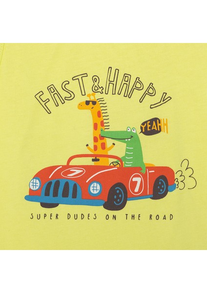 Basic Erkek Hayvan ve Araba Baskılı Atlet Tshirt Erkek Bebek