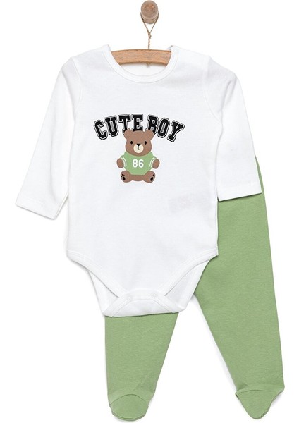 Ayı Baskılı Yenidoğan Erkek Body-Patikli Alt Erkek Bebek