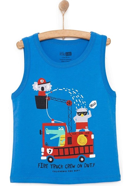Basic Erkek Hayvan Itfaiye Baskılı Atlet Tshirt Erkek Bebek