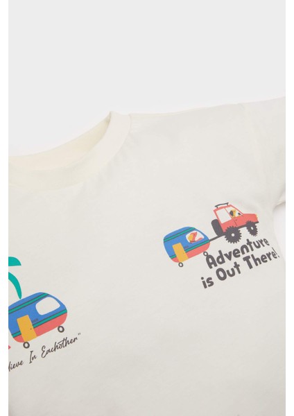 Erkek Bebek 2'li Takım Palmiye Baskılı Kısa Kollu Tişört Beli Lastikli Şort Alt E6813A525SM modelleri