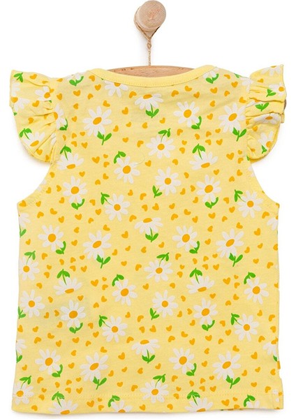 Basic Kız Papatya Desenli Atlet T-Shirt Kız Bebek