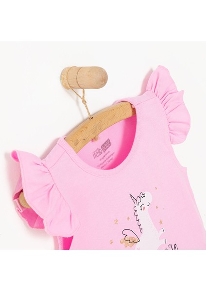 Basic Kız Melek Unicorn Baskılı Atlet T-Shirt Kız Bebek