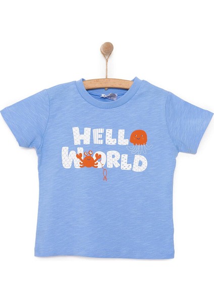 Under The Sea Wave Hello Yazı Baskılı Erkek Tshirt Erkek Bebek