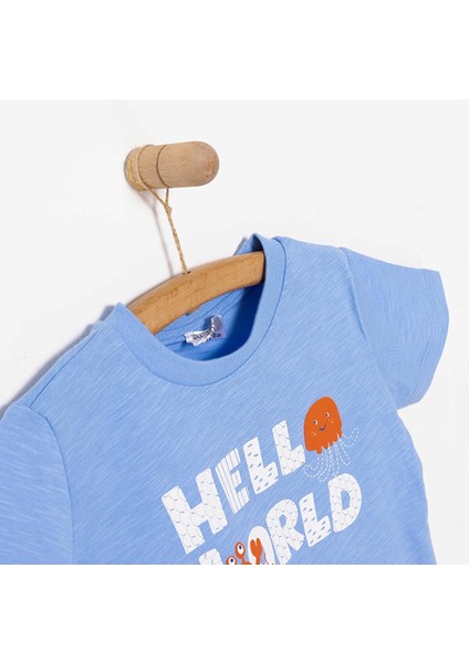 Under The Sea Wave Hello Yazı Baskılı Erkek Tshirt Erkek Bebek