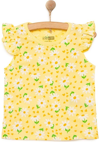 Basic Kız Papatya Desenli Atlet T-Shirt Kız Bebek