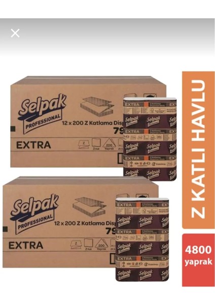 Professional Extra Z Katlı 12X200 Yaprak Dispenser Havlu x 2koli