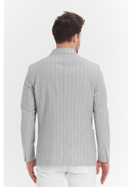 Vitao Erkek Bej Italyan Çizgili Kruvaze Yarım Astarlı Slim Fit Spor Blazer Ceket fırsatları