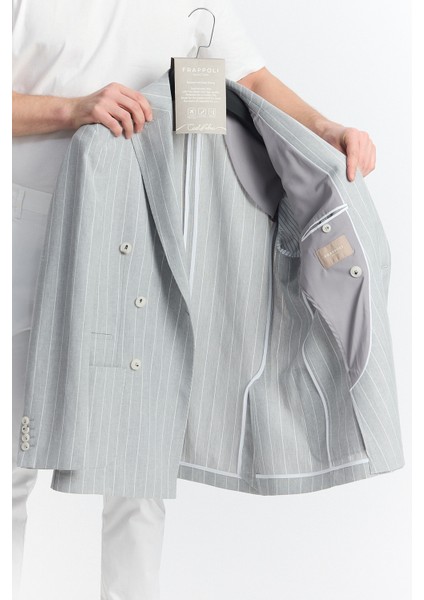 Vitao Erkek Bej Italyan Çizgili Kruvaze Yarım Astarlı Slim Fit Spor Blazer Ceket fiyatları
