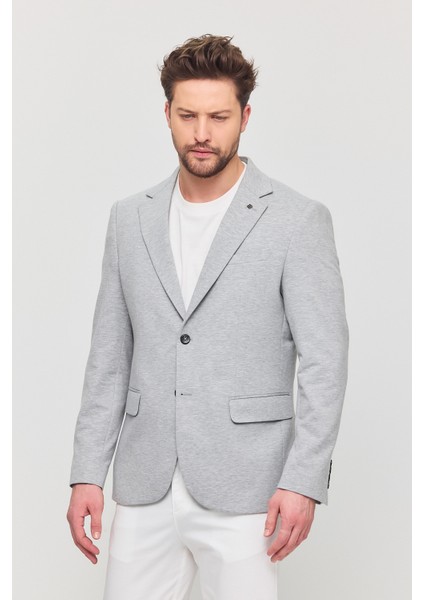 3115 Erkek Gri Esnek Likralı Pamuk Karışımlı Slim Fit Ilkbahar-Yaz Spor Blazer Ceket fırsatları
