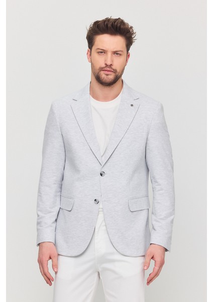 3115 Erkek Gri Esnek Likralı Pamuk Karışımlı Slim Fit Ilkbahar-Yaz Spor Blazer Ceket fırsatları