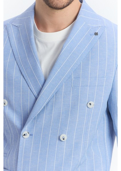 Vitao Erkek Bej Italyan Çizgili Kruvaze Yarım Astarlı Slim Fit Spor Blazer Ceket fiyatları