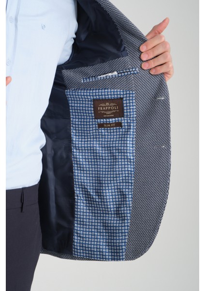 Bacco Erkek Lacivert Mono Yaka Kendinden Desenli Slim Fit Dar Kesim Blazer Ceket fırsatları